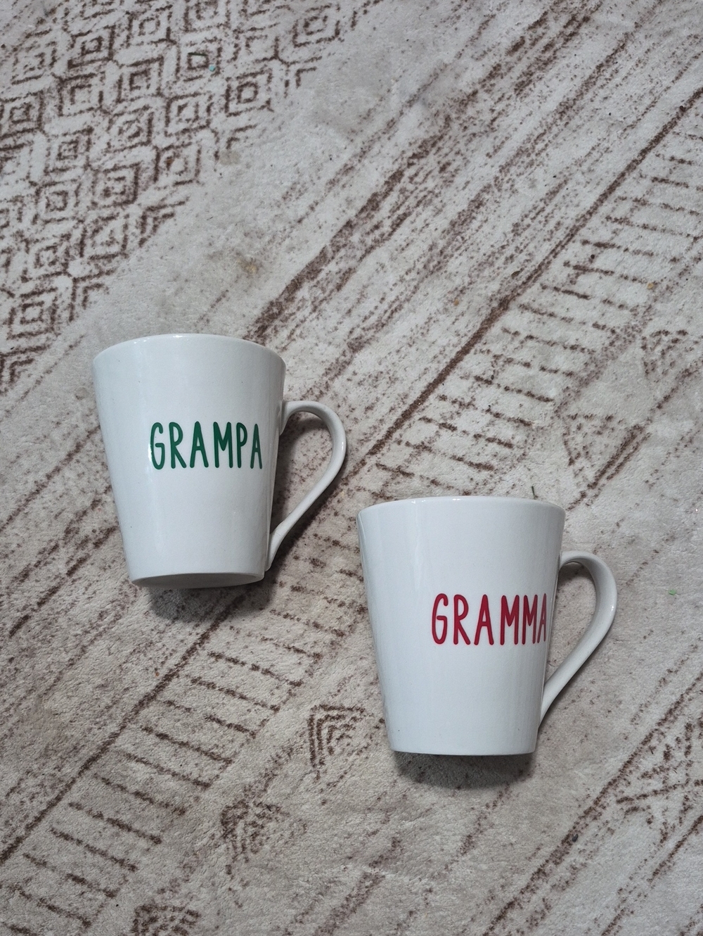 Source Unknown White Mugs 'Grampa' (green) & 'Gramma' (red) - Set of 2